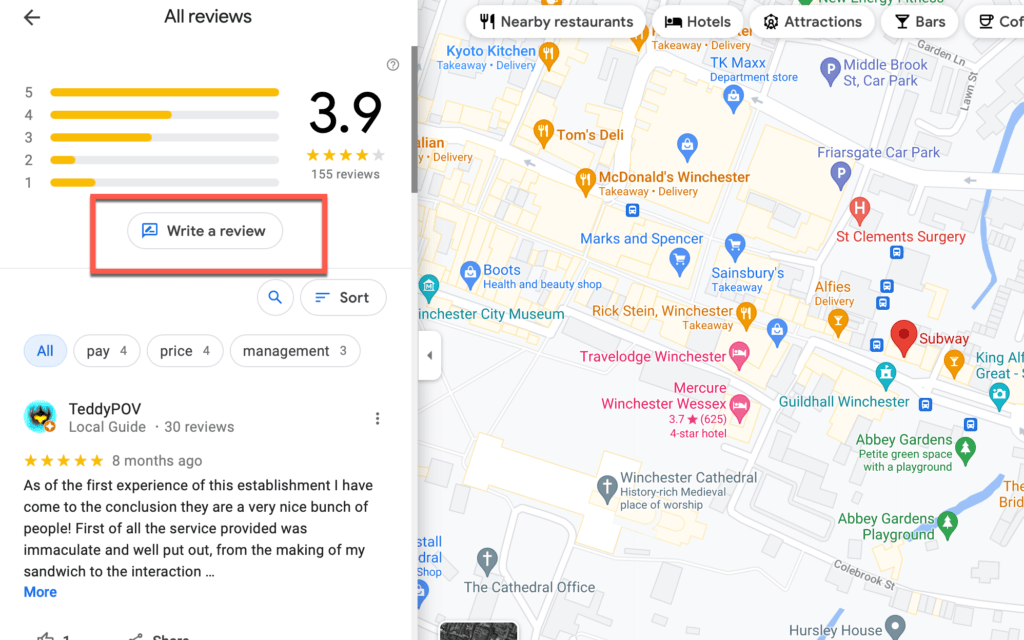 google local business write a review