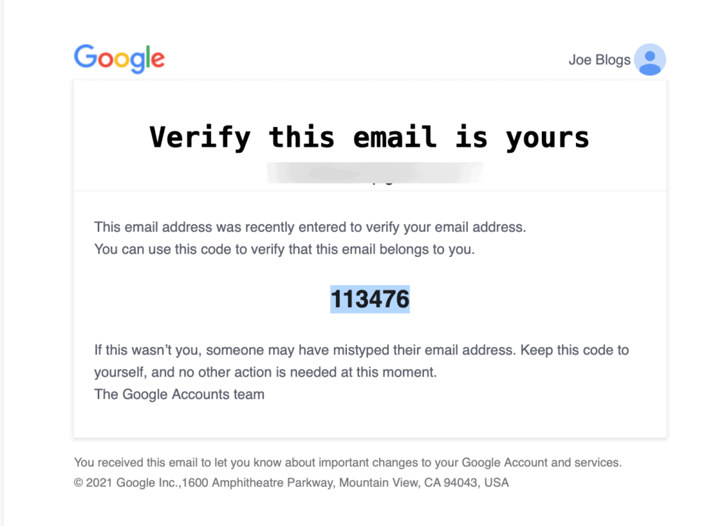 Verify this email is yours google account