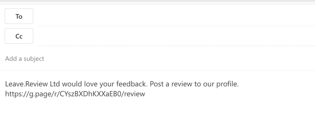 Google review - email template