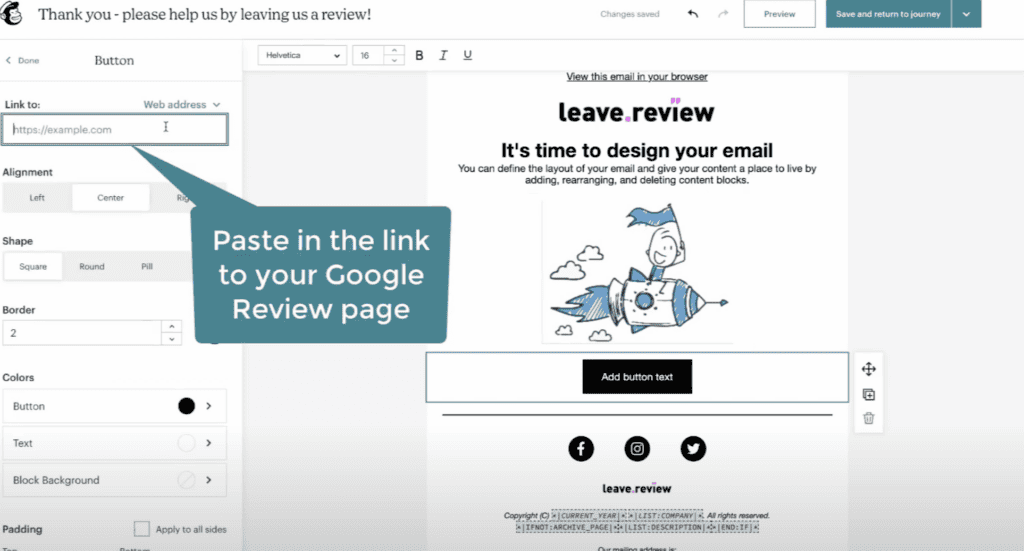 Google review automation - Set your Google review link